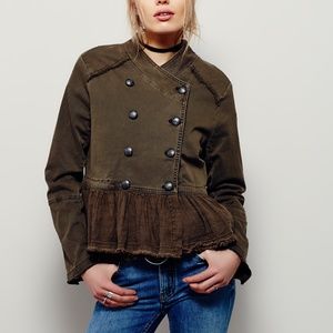 Free People Flared Hem Military Jacket